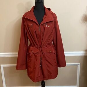 Liz Claiborne Brick Red Hooded Jacket with Zipper Detail